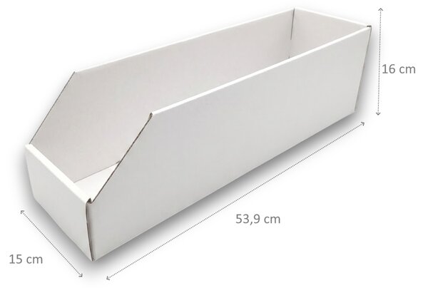 KARTON PAK Úložné boxy na oblečení, organizéry do skříně BÍLÝ KARTON 15 x 54 cm