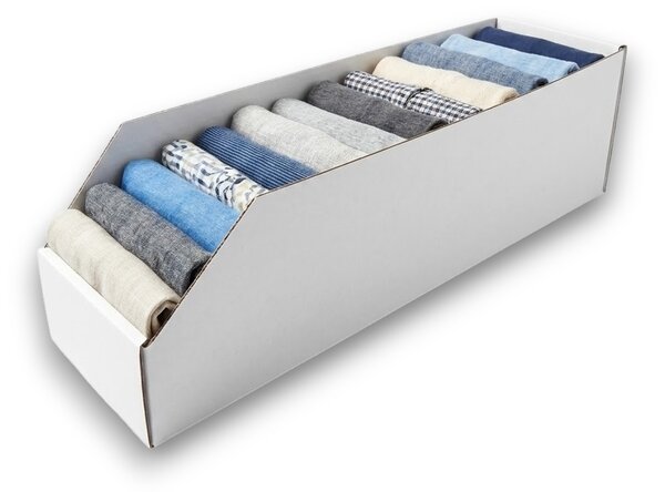 KARTON PAK Úložné boxy na oblečení, organizéry do skříně BÍLÝ KARTON 15 x 54 cm
