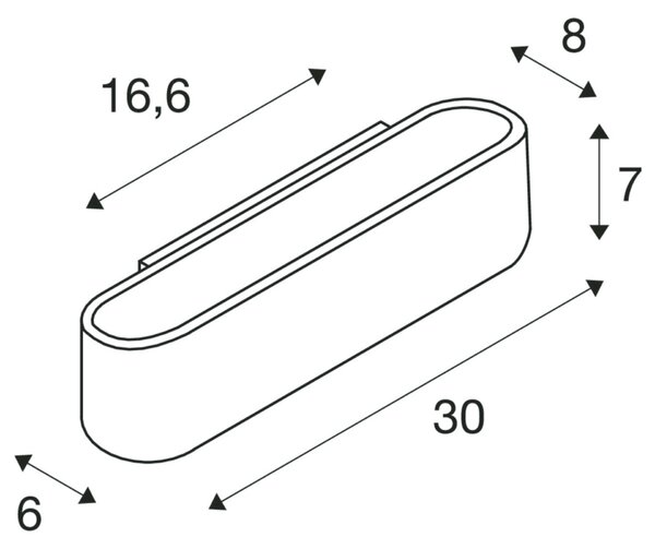 BIG WHITE SLV OSSA 300, nástěnné svítidlo, QT-DE12, oválné, up/down, bílé, D/Š/V 30/8/6,5 cm, max. 120 W 151411
