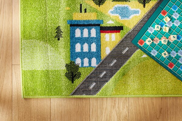 Kobercový ráj Dětský kusový koberec Adventure Lahti modrý zelený Rozměr: 100x140 cm