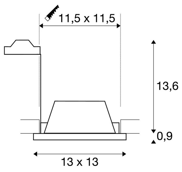 LA 148071 PLASTRA typu downlight, GU10, hranaté, bílá sádra - BIG WHITE (SLV)