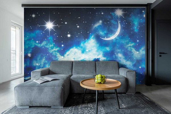 Fototapeta Měsíc a hvězdy na obloze, Designové fototapety na zeď, Populární fototapety, u07910 - Tapeko.co.cz