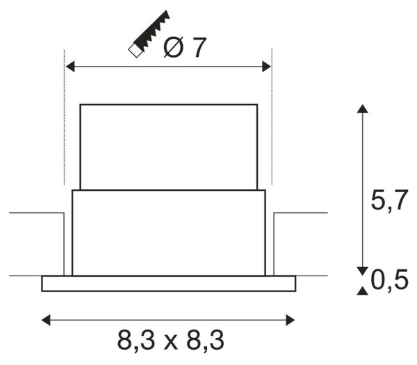 BIG WHITE SLV PATTA-F, vestavné svítidlo, LED, 3000K, hranaté, bílé, 38°, vč. ovladače 114451