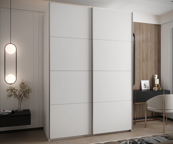 Šatní skříň LUX 1 s posuvnými dveřmi, 170×245,5×64 Bílá / stříbrné