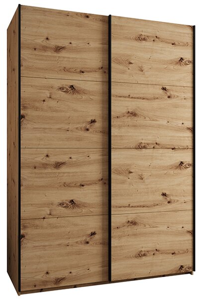 Šatní skříň LUX 1 s posuvnými dveřmi, 170×245,5×64 Dub Artisan / černé