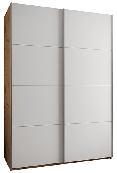 Šatní skříň LUX 1 s posuvnými dveřmi, 170×245,5×64 Dub Artisan / bílá / stříbrné
