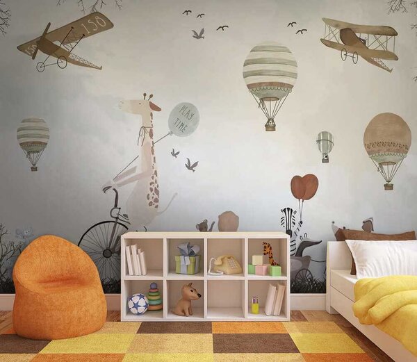 Fototapety Přehlídka letecké techniky ve stylu akvarelu, Fototapety dětské, u08348 : uwalls.cz