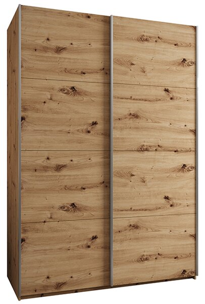 Šatní skříň LUX 1 s posuvnými dveřmi, 170×245,5×64 Dub Artisan / stříbrné