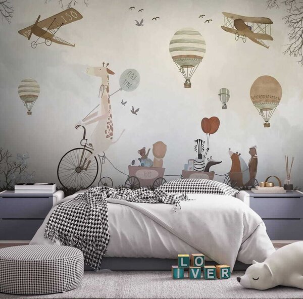Fototapety Přehlídka letecké techniky ve stylu akvarelu, Fototapety dětské, u08348 : uwalls.cz