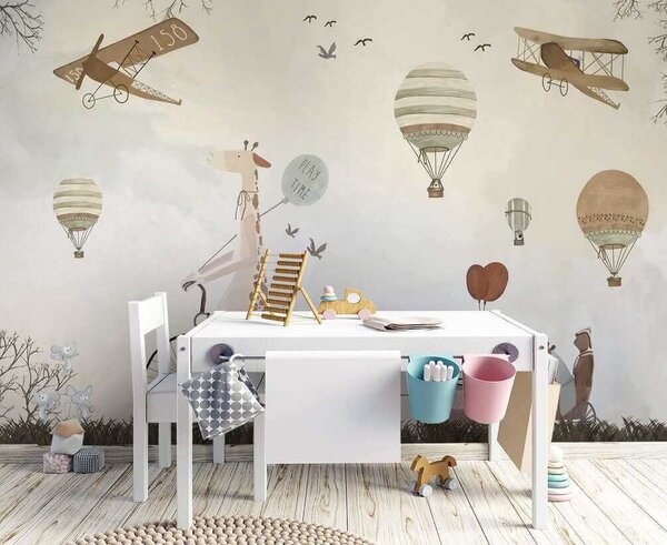 Fototapety Přehlídka letecké techniky ve stylu akvarelu, Fototapety dětské, u08348 : uwalls.cz