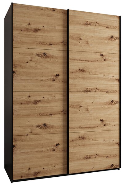 Šatní skříň LUX 1 s posuvnými dveřmi, 170×245,5×64 Černá / dub Artisan / černé