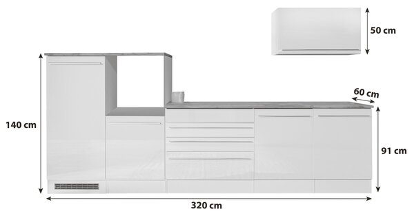 KUCHYŇSKÝ BLOK BEZ SPOTŘEBIČŮ 320 cm Respekta - Online Only kuchyňské linky, Online Only