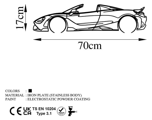 ASIR Nástěnná dekorace kovová MCLAREN 720S SILHOUETTE