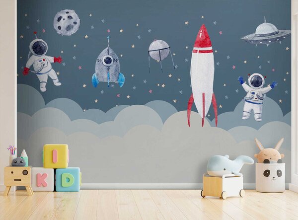 Fototapeta Raketoplány a rakety na obloze, Dětské fototapety, Populární fototapety, u09813 - Tapeko.co.cz