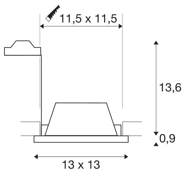 BIG WHITE SLV PLASTRA, vestavné svítidlo, QPAR51, hranaté, bílá sádra, max. 35 W 148071