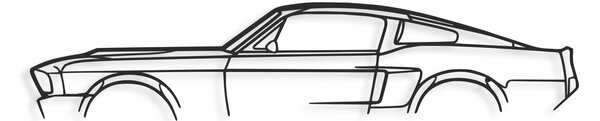 ASIR Nástěnná dekorace kovová 1967 FORD MUSTANG SHELBY GT500 SILHOUETTE