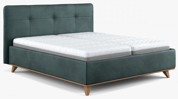Čaluněná postel s úložným prostorem zelená, 180 x 200 cm