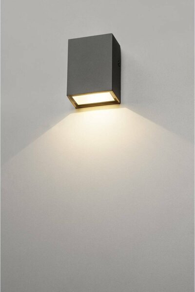 BIG WHITE SLV QUAD 1, nástěnné svítidlo, LED, 3000K, IP44, hranaté, antracit, 4,6 W 232465