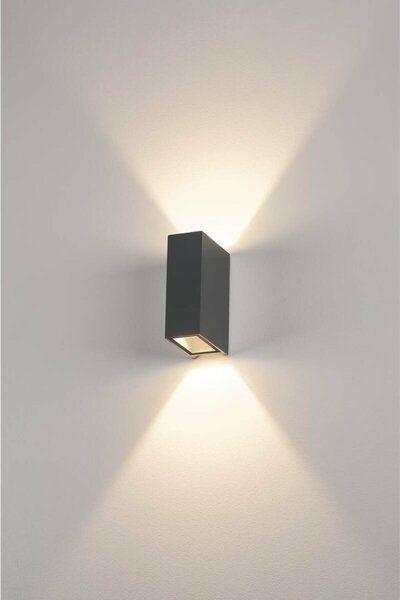 BIG WHITE SLV QUAD 2 XL, nástěnné svítidlo, LED, 3000K, IP44, hranaté, up/down, antracit, 3,2 W 232445