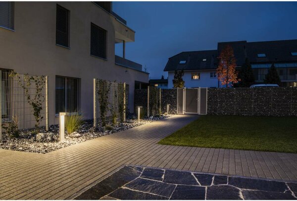 BIG WHITE SLV QUADRASYL 75, venkovní stojací lampa, úsporná žárovka GX53, IP44, hranatá, stříbrošedá, D/Š/V 19/22,5/75 cm, max. 11 W