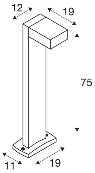 BIG WHITE SLV QUADRASYL 75, venkovní stojací lampa, úsporná žárovka GX53, IP44, hranatá, stříbrošedá, D/Š/V 19/22,5/75 cm, max. 11 W