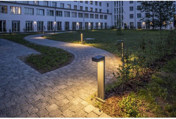 BIG WHITE SLV QUADRASYL 75, venkovní stojací lampa, úsporná žárovka GX53, IP44, hranatá, antracit, D/Š/V 19/22,5/75 cm, max. 11 W 23