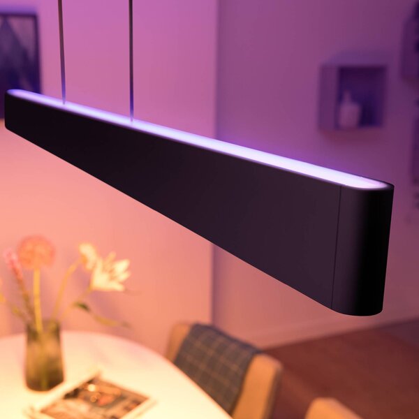 Philips Hue Ensis závěsné světlo, WACA, černé, stmívatelný, Černá, Obývací pokoj / jídelna, Hliník, Moderní