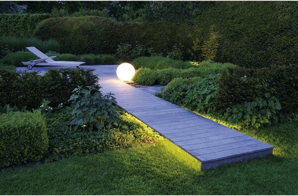BIG WHITE SLV ROTOBALL FLOOR 50, venkovní stojací lampa, TC-(D,H,T,Q)SE, IP44, koule, bílá, pr. 50 cm, max. 24 W 227221