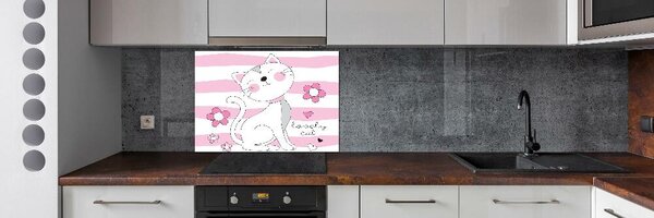 Skleněný panel do kuchynské linky Bílá kočka pksh-108886696