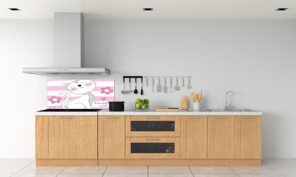 Skleněný panel do kuchynské linky Bílá kočka pksh-108886696