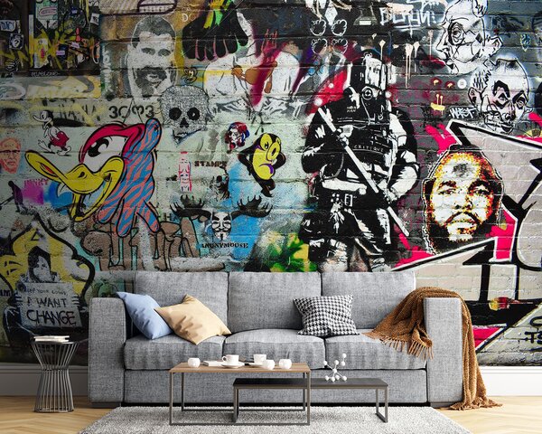 Fototapeta Zeď s graffiti, Designové fototapety na zeď, Populární fototapety, u12434 - Tapeko.co.cz