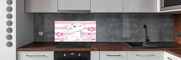 Skleněný panel do kuchynské linky Bílá kočka pksh-108886696