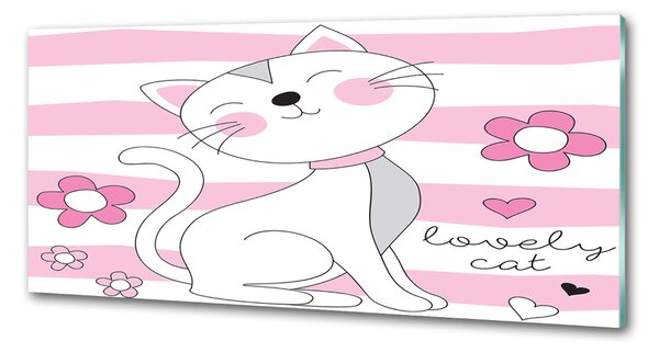 Skleněný panel do kuchynské linky Bílá kočka pksh-108886696
