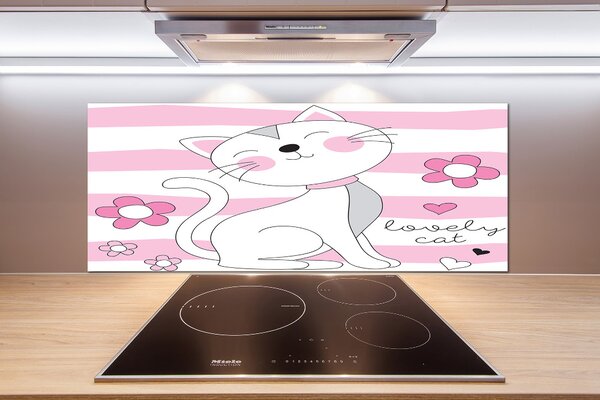 Skleněný panel do kuchynské linky Bílá kočka pksh-108886696
