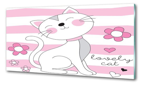 Skleněný panel do kuchynské linky Bílá kočka pksh-108886696