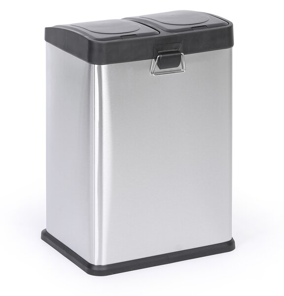 Koš na tříděný odpad, 2x 20 l, nerez, nášlapný