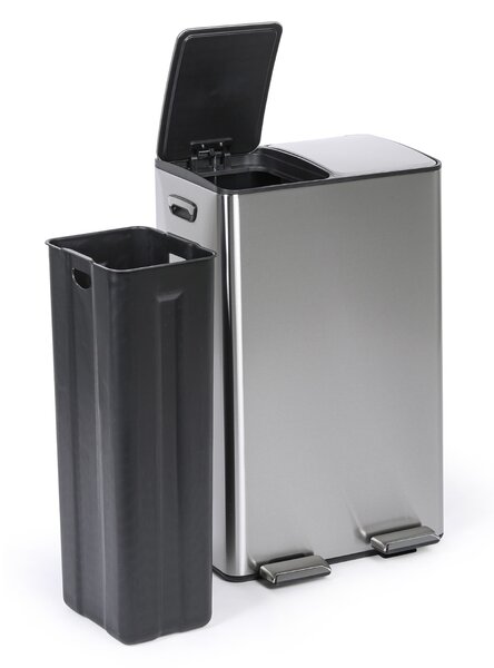 Koš na tříděný odpad, 2x 30 l, nerez, nášlapný