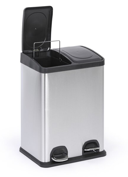 Koš na tříděný odpad, 2x 20 l, nerez, nášlapný