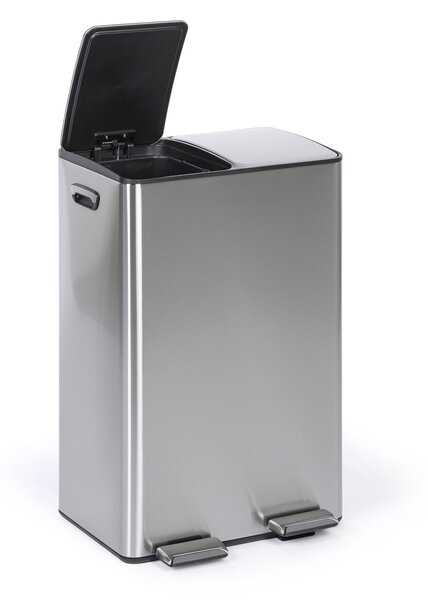 Koš na tříděný odpad, 2x 30 l, nerez, nášlapný