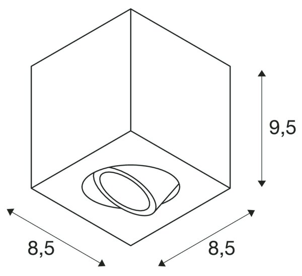 BIG WHITE SLV TRILEDO SQUARRE CL, stropní svítidlo, LED, 3000K, hranaté, černé matné, 38°, 6,2 W, vč. ovladače 113940