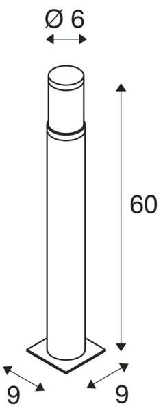 BIG WHITE SLV TRUST 60, venkovní stojací lampa, LED, 3000K, IP55, nerezová ocel 316, pr./V 6/60 cm, 8,6 W 228110