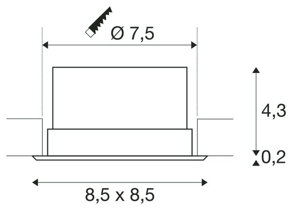 BIG WHITE SLV VERLUX, vestavné svítidlo, LED, 3000K, bílé matné, D/Š/H 8,5/8,5/4,5 cm, 10 W 112682