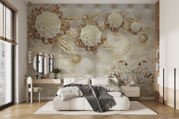 Fototapeta Elegantní květinový design na luxusní textuře, 3D květinové fototapety, Populární fototapety, u12847 - Tapeko.co.cz