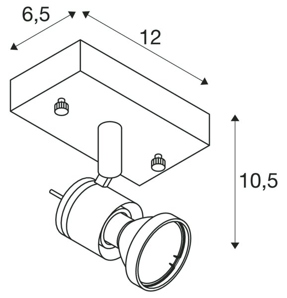 BIG WHITE SLV ASTO 1, nástěnné a stropní svítidlo, jedna žárovka, QPAR51, kartáčovaný Al, max. 75 W 147441