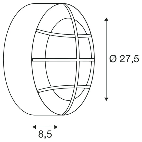 BIG WHITE SLV BULAN GRID, venkovní nástěnné a stropní svítidlo, TC-TSE, IP44, kulaté, bílé, max. 50 W 229081