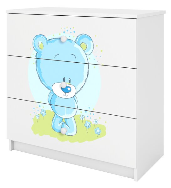Dětská komoda Bluebear v bílé barvě Babydreams