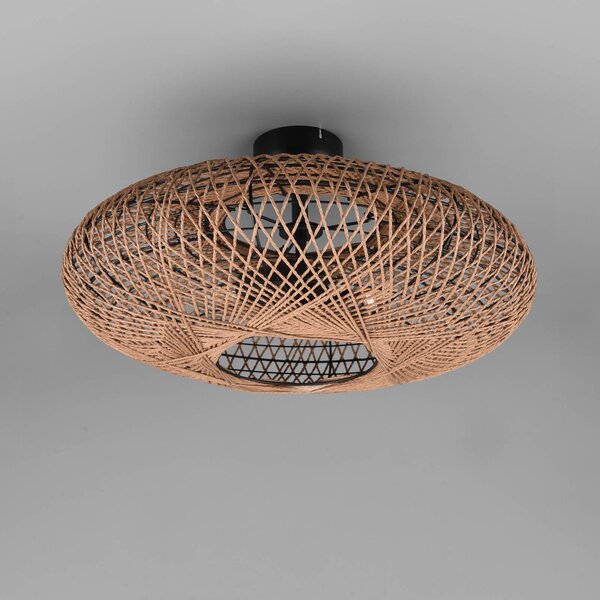 Trio Lighting Stropní světlo Hedda ze sisalu a kovu, stmívatelný, Hnědá / rez, Obývací pokoj / jídelna, kov