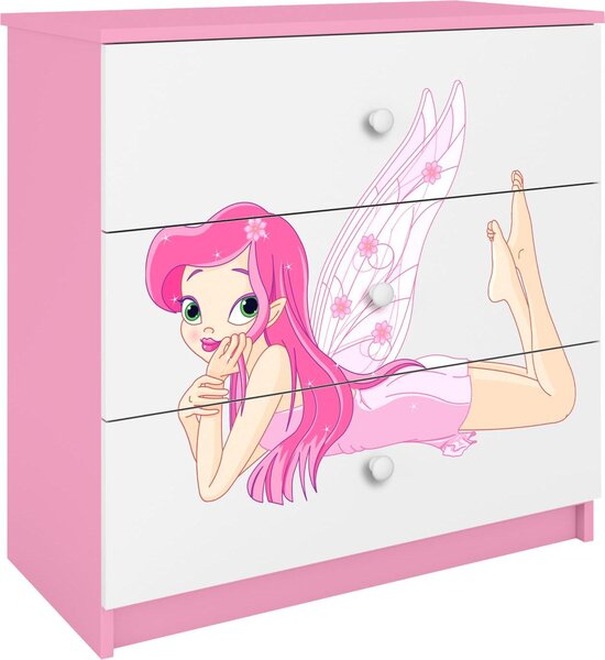 Dětská komoda elf s křídly v růžové barvě Babydreams