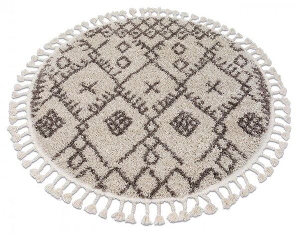 Dywany Łuszczów, Kusový koberec Berber Tanger B5940 cream and brown kruh, 120x120 (průměr) kruh, hnědá, obývací pokoj