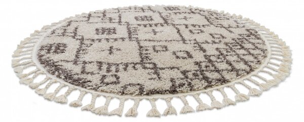 Dywany Łuszczów, Kusový koberec Berber Tanger B5940 cream and brown kruh, 120x120 (průměr) kruh, hnědá, obývací pokoj
